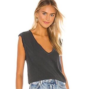 Free People Movement Henry Relaxed Plunge V-Neck Slouchy Tank Top Grey Large